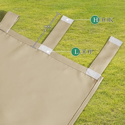 Miniatura 4 de StangH 2 paneles de cortinas opacas beige para exteriores, cortinas opacas resistentes al viento con parte superior desmontable para espacios