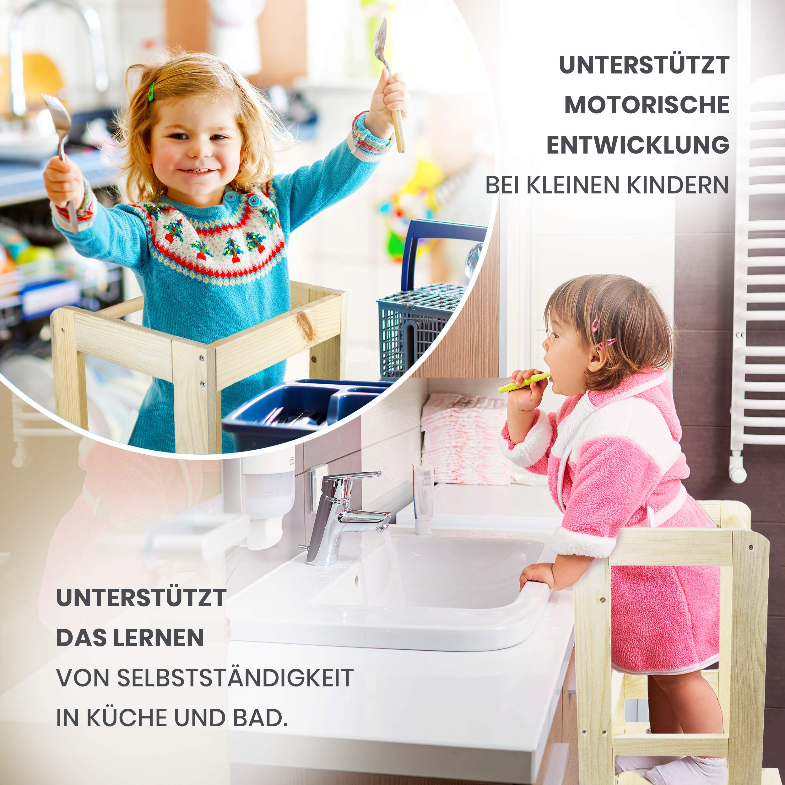 Leertoerental voor kinderen zwart wit keukenhulptoren leertoerental leerstoel keuken Kitchen Helper Schemel Verstelbare kinderstoel kinderstoel keuken Montessori keukentoren Montessori meubels