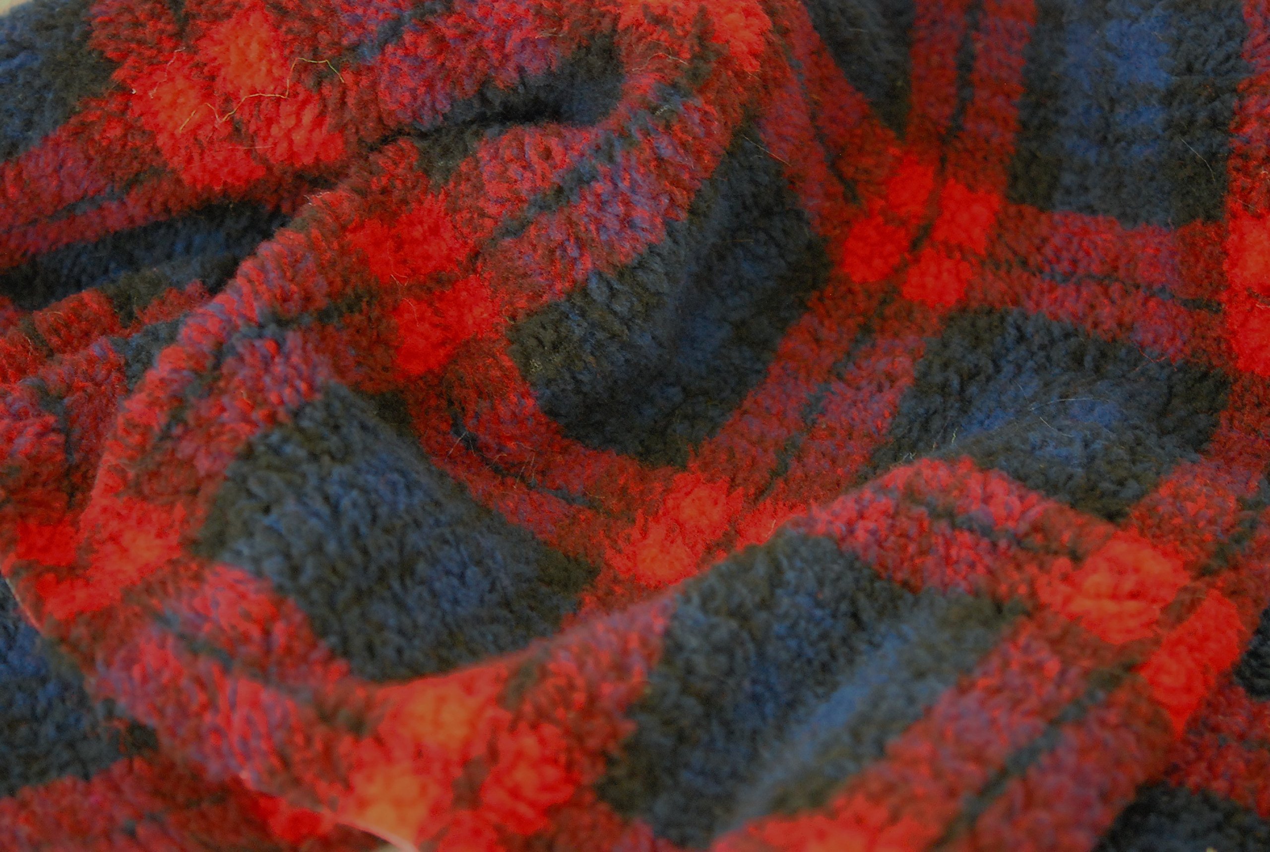 Crs Fur Fabrics Red Blue Blackwatch Faux Fur Sherpa Fleece Sheepskin Fabric Material - 1Mtr - 150Cm X 100Cm