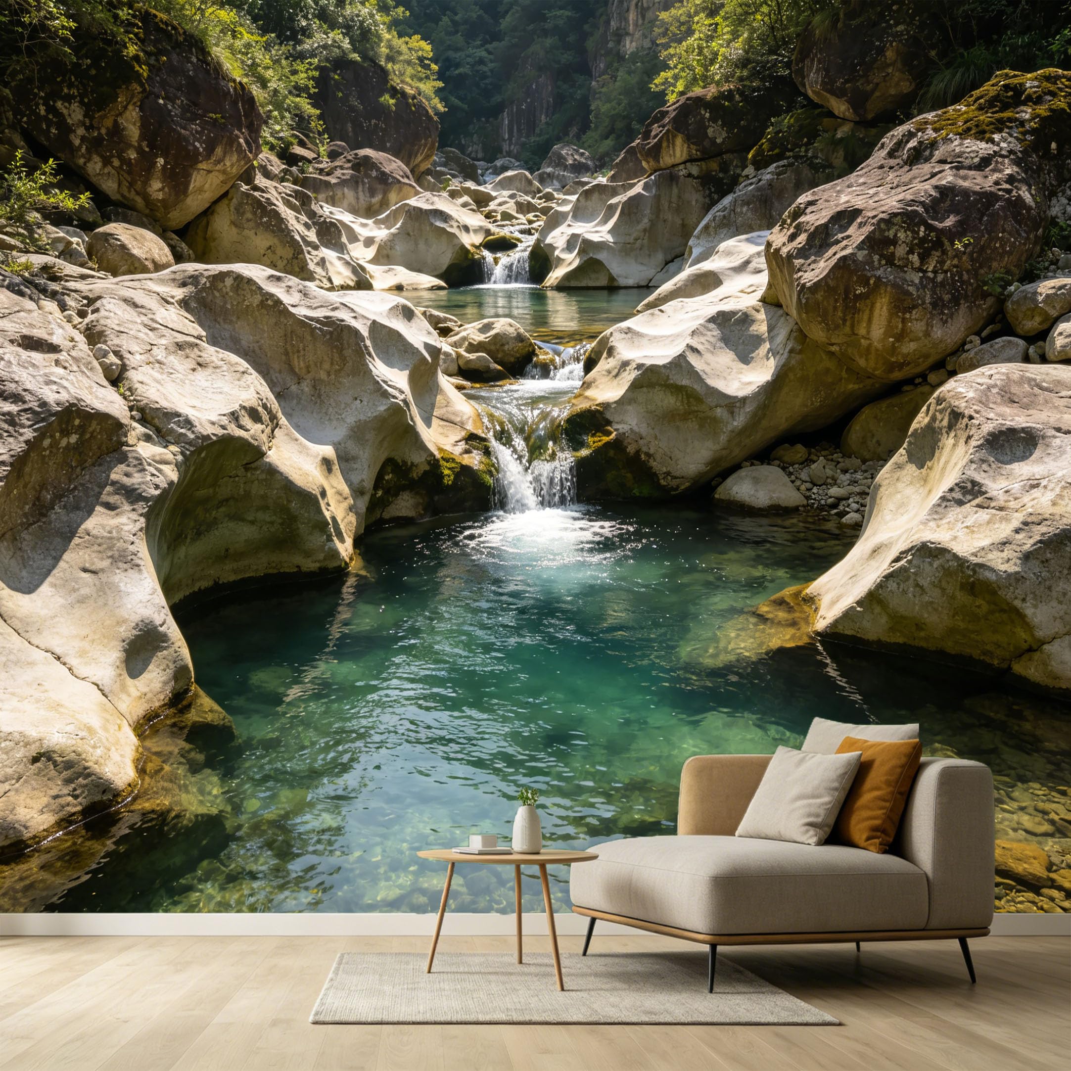 Custom Size Wall Murals Mountain Lake Landscape 3D Waterfalls Stone River SelfAdhesive Wall Fabric Removable Large Wallpaper for Photo Living Room Interior Decor