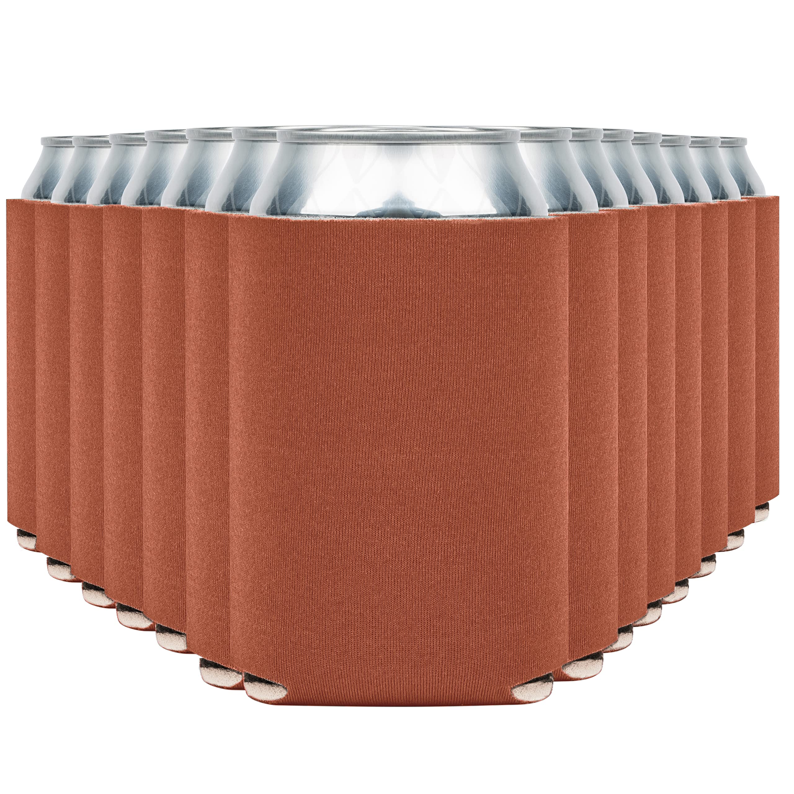Blank Beer Can Coolers Sleeves (14-Pack) Insulated Beer Can Cooler Sleeves - HTV Friendly Plain Can Sleeves for Soda, Beer Cans &amp; Bottles - Blanks for Vinyl Projects &amp; Wedding Favors (Burnt Orange)