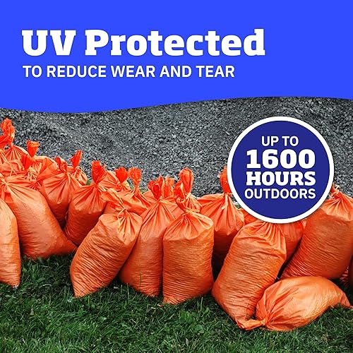 Miniatura 2 de DURASACK Bolsas para arena resistentes con cordón de amarre, de polipropileno, vacías, 1600 horas de protección ultravioleta, capacidad de 50