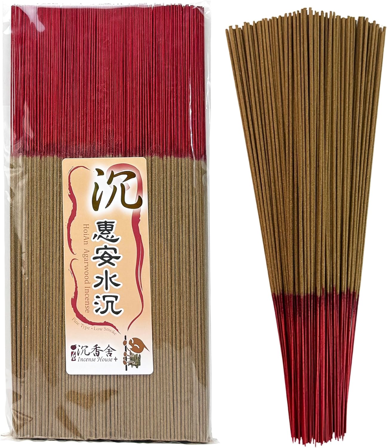 I H INCENSE HOUSE+ – Hoi an Agarwood Joss Incense Sticks 30cm, 300g (Approx. 380–420 Slim & Low Smoke Fine Sticks) – Traditional Bamboo-Core Incense for Rituals, Prayer & Daily Worship VN1R (1)