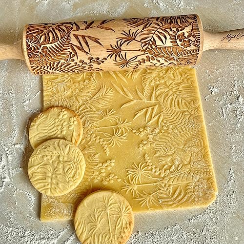 Vista 9 de Pasador rodante grabado con láser HAWAII con patrón de Hawai para galletas grabadas en relieve piña, delfín, tortuga, playa, sol
