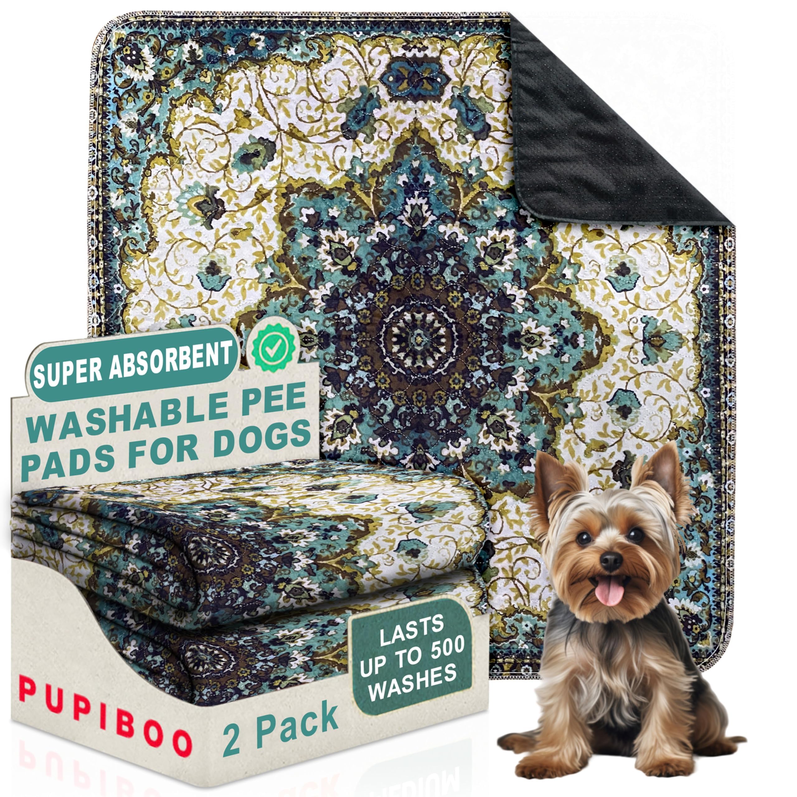 PUPIBOO Washable Pee Pads for Dogs and Cats - Super Absorbent Reusable Puppy Training Pads - 100% Waterproof, Leak-Proof & Non-Slip Whelping Pads for Pet Housebreaking โ image 1