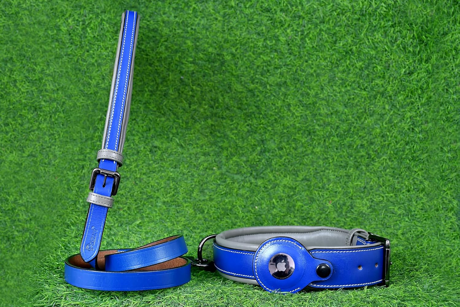 Durable Leather Dog Leash Dog Collar - Soft Leather Padded Comfy Handle for Small, Medium and Large Dogs