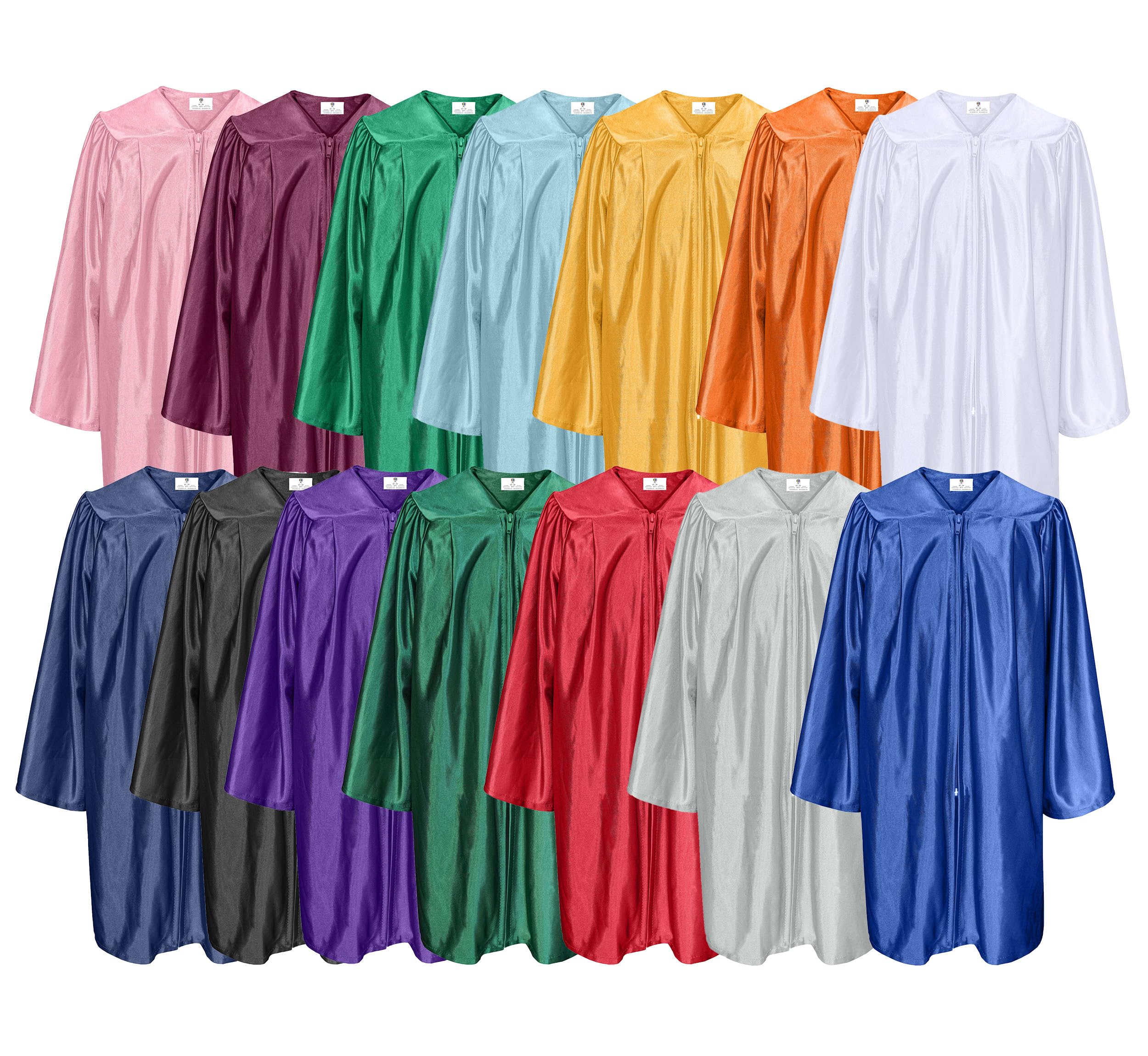 GradPlaza 6 Pcs Shiny Choir Robe Kindergarten Preschool Graduation Gown Shiny Graduation Gown for Kids White Size 24