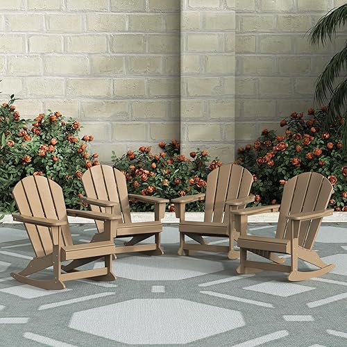 Miniatura 19 de WestinTrends Malibu Silla Mecedora Adirondack de Polietileno para Exteriores/Patio, Blanco