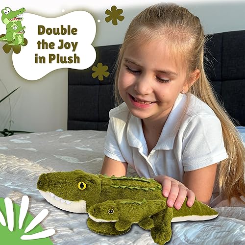 Miniatura 5 de Forest & Twelfth Mini cocodrilo para mamá y bebé, animales de peluche para niños, decoraciones de safari para baby shower, decoración de guardería,