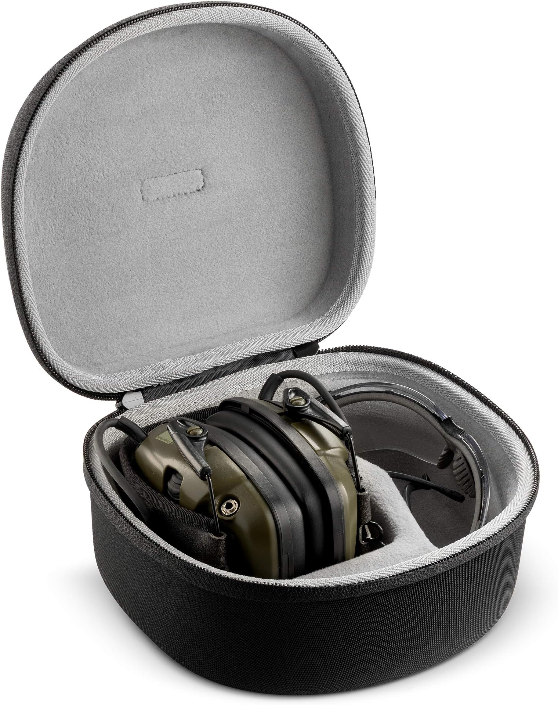 caseling Earmuff & Glasses Case. Fits Howard Leight by Honeywell Impact Sport Sound Amplification Electronic Shooting Earmuff. & Genesis Sharp-Shooter Safety Eyewear Glasses.