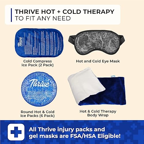 Miniatura 9 de Thrive Paquetes de hielo de gel reutilizables para lesiones 2 unidades, 7.5 x 5 pulgadas, azul, paquete de hielo de gel flexible con cuentas y