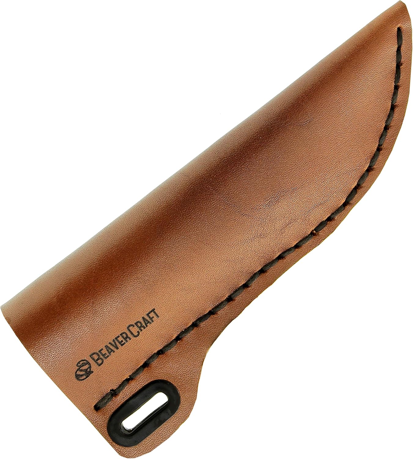 BeaverCraft Knife Leather Sheath SH1 6" x 2.4" - Genuine Leather Case for Fixed Blade Knives - Brown Knife Sheath - Knives Holster Fits up to 3.5"