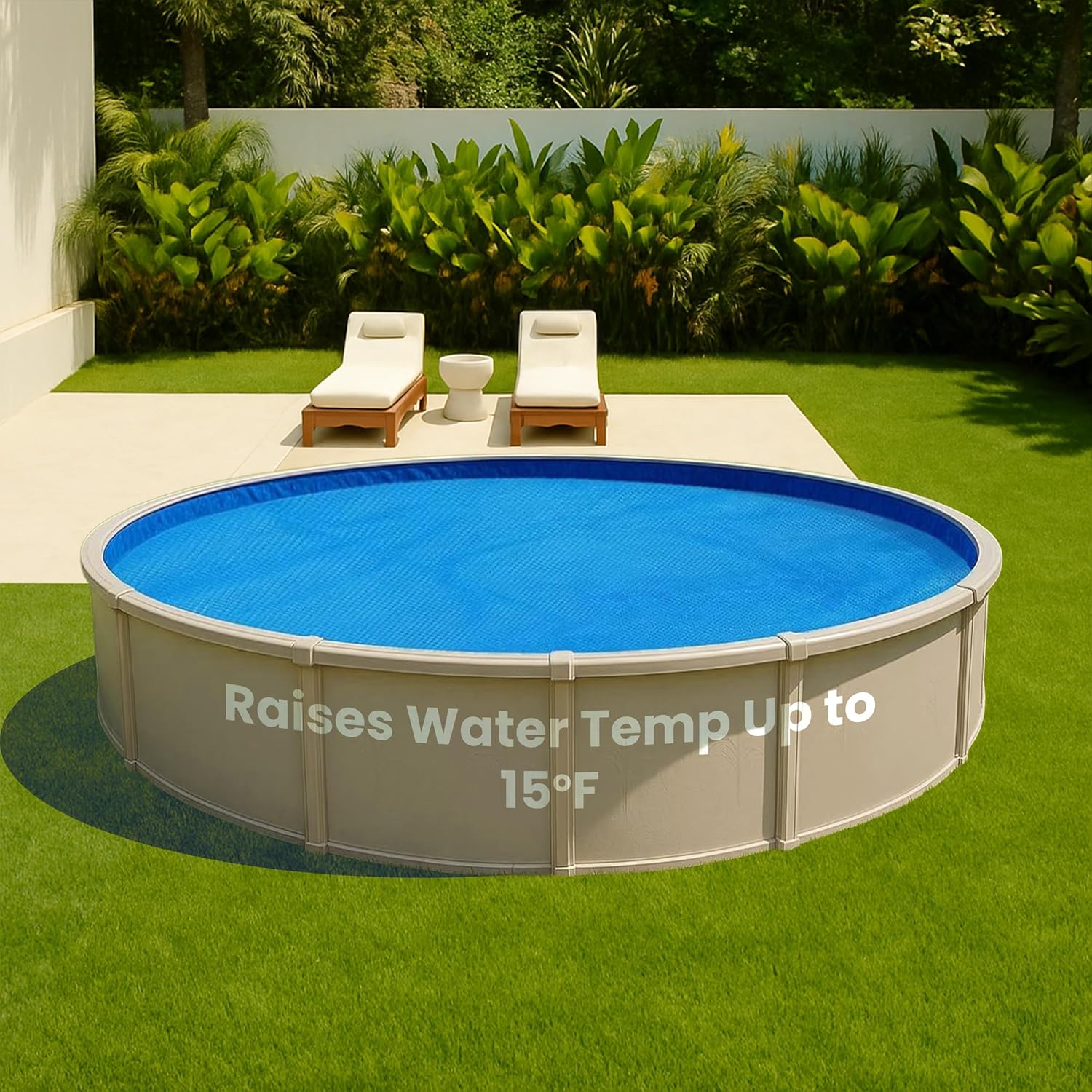 Sun2Solar Solar Pool Cover 16 Mil | 8 Ft Blue Solar Blanket | Round Swimming Pool Cover | Water Conservation & Debris Protection