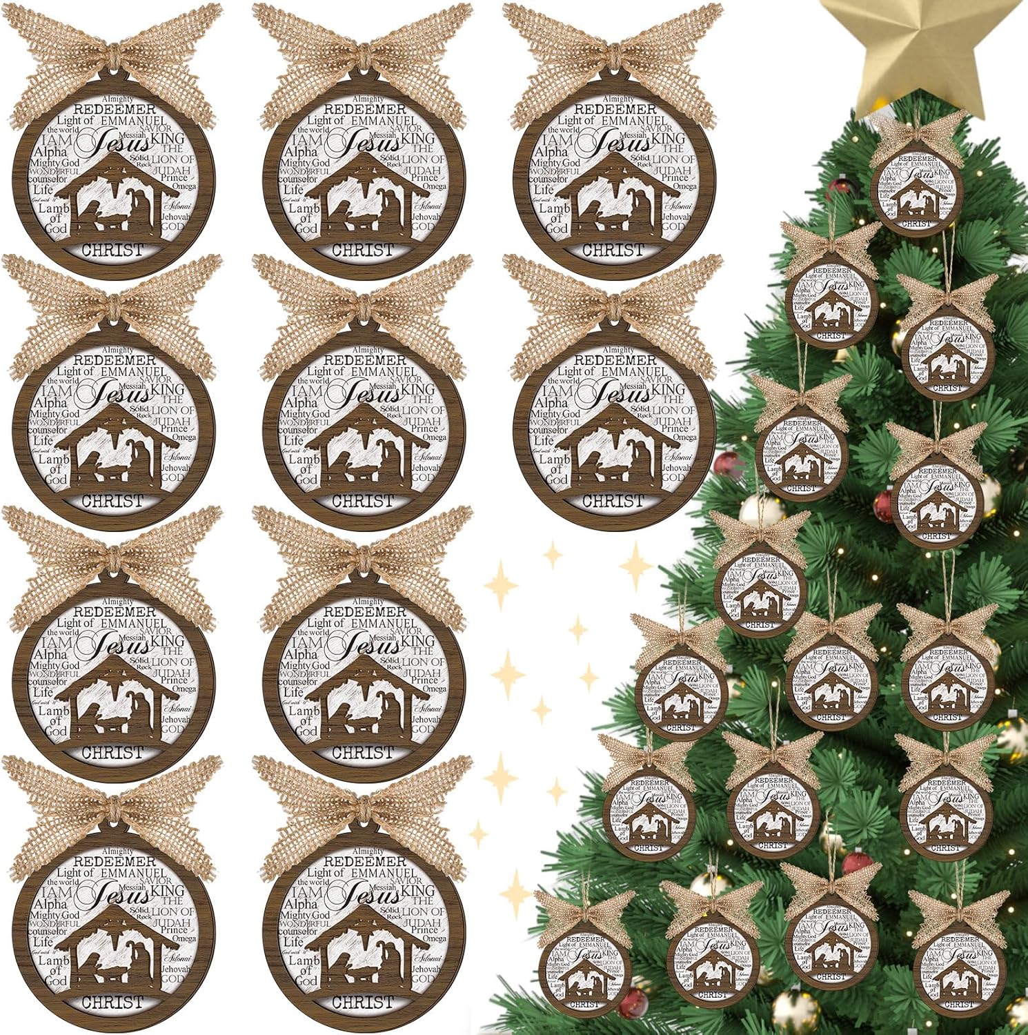 GlikCeil 16 Pcs Nativity Christ Ornaments Christmas Wood