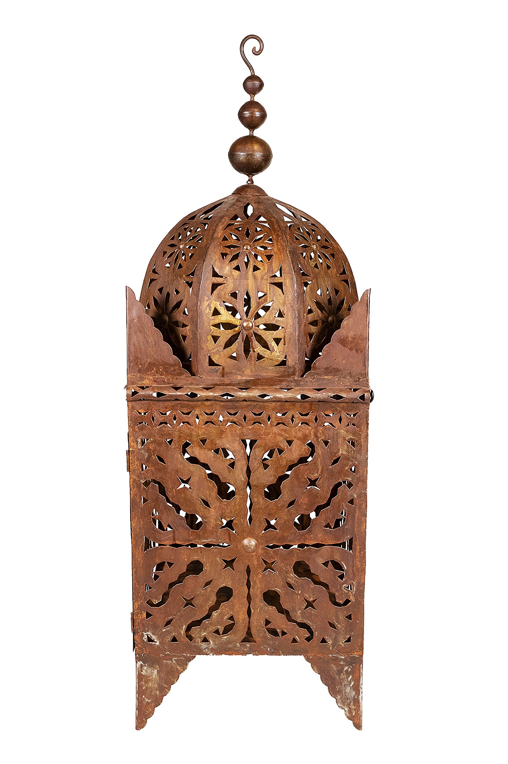 Frane - Farol oriental hecho a mano de metal en óxido 80 cm