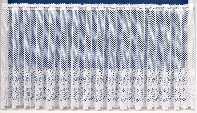 Maple Textiles Luxury Thick White Heavy Lace Available in a Cafe Net Cut To Width Sold by the Metre and Matching Jardiniere Net Curtain 3 Widths and 5 Drops (Cafe Net 24" Drop)