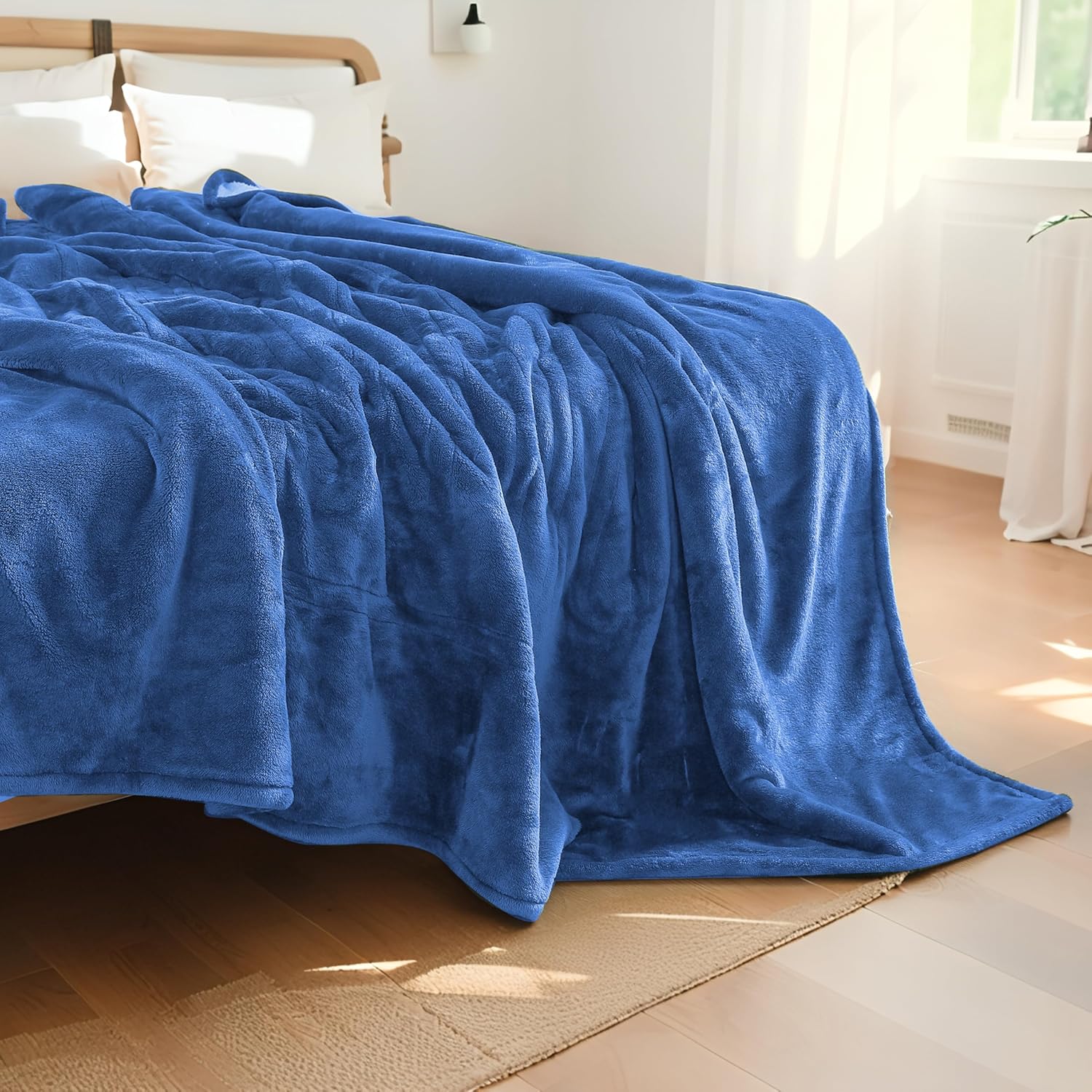 Electric Heated Blanket Queen Size 84"×90" Dual Control, 5 Heating Settings & 10Hs Auto Off, Overheat Protect, Energy Efficient, for Sofa & Bed, Machine Washable, Denim Blue - Image 2