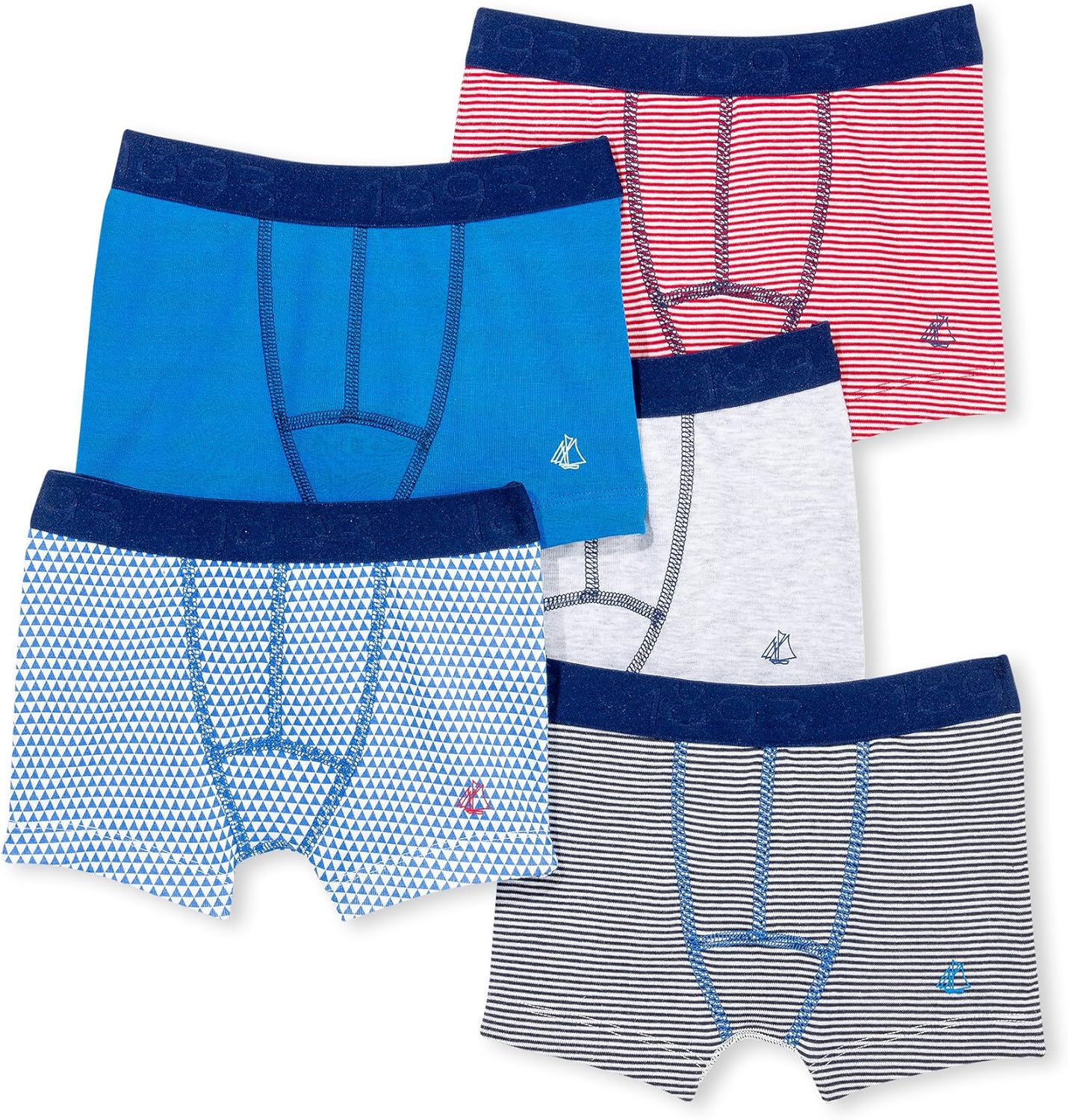 Petit Bateau Boys Boxers 5 Pack Style 15434 Sizes 2/12 Months (Size 2 Boxers Style 15434) Multi