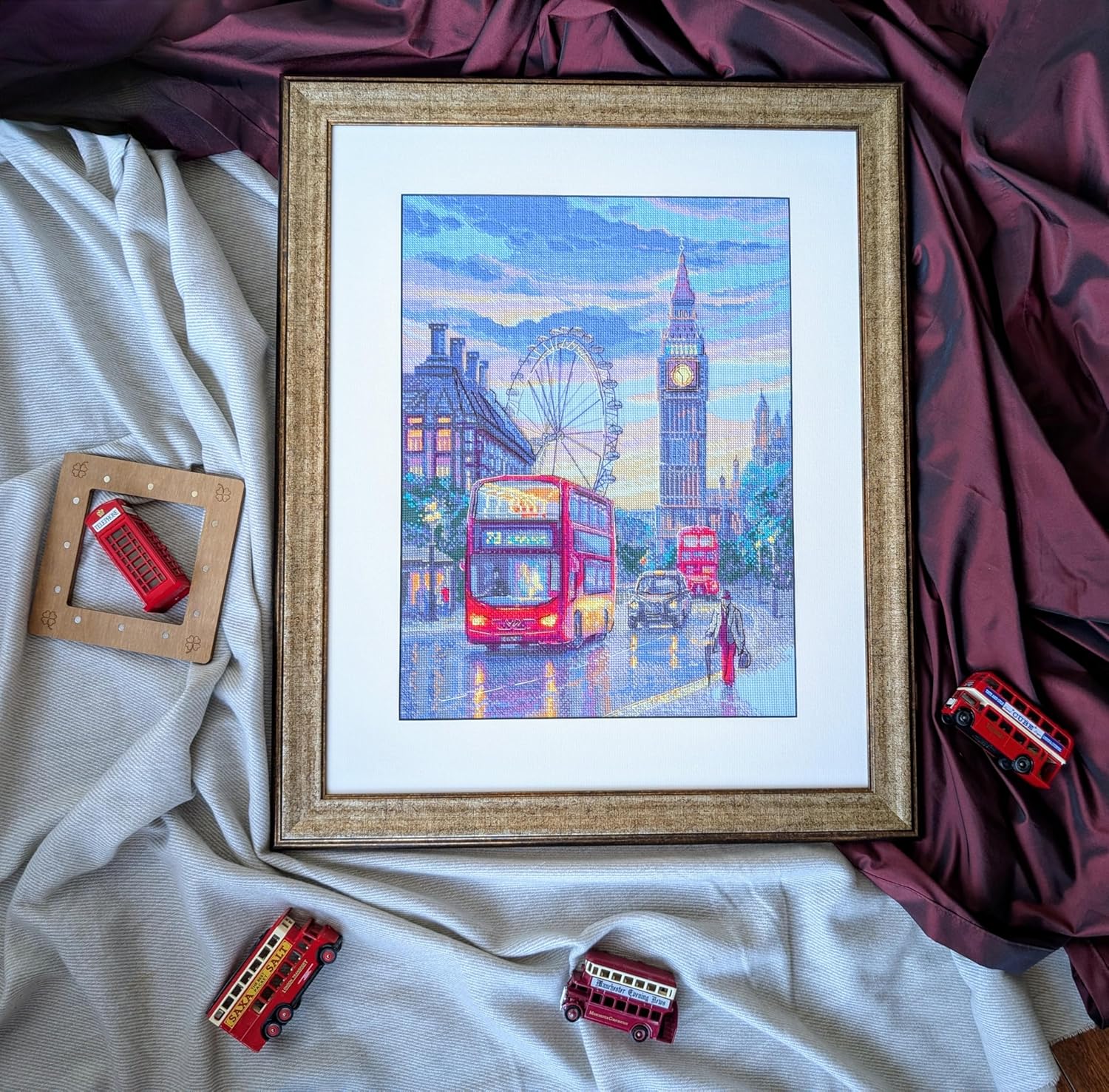 Aine - Rainy London A1014, Cross Stitch Kits 15¾"x15¾, Cross Stitch Kits for Beginners & Advanced, Crossstitching Kits Adult, Counted Stitching Kits, Embroidery Kit