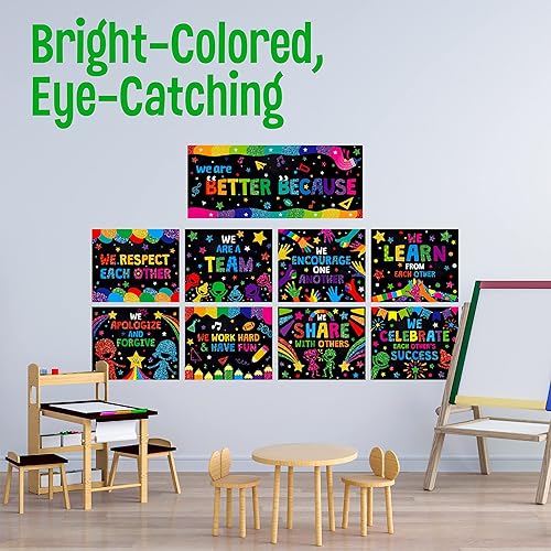 Miniatura 5 de 10 pósteres para el aula, coloridos tableros de anuncios, decoración motivacional, póster con texto en inglés «We Are Better» para la escuela y el