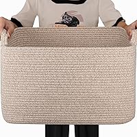 SIXDOVE 65L Cotton Rope Woven Storage Basket - Large Blanket Toy Organizer for Baby Room Living Room Brown