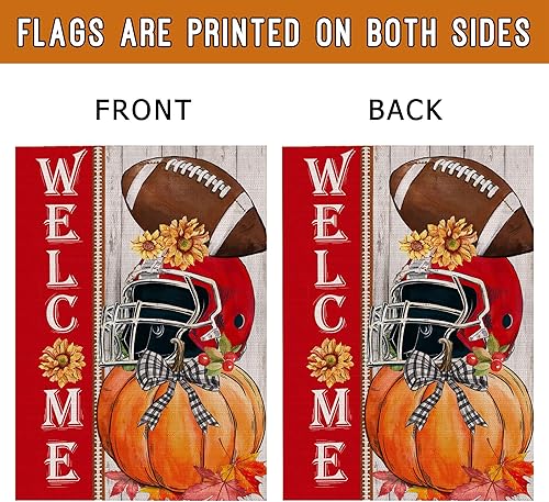 Miniatura 8 de Bandera de jardín de Acción de Gracias, bonita bandera de arpillera de pavo y calabaza de doble cara, letrero de decoración de Acción de Gracias al