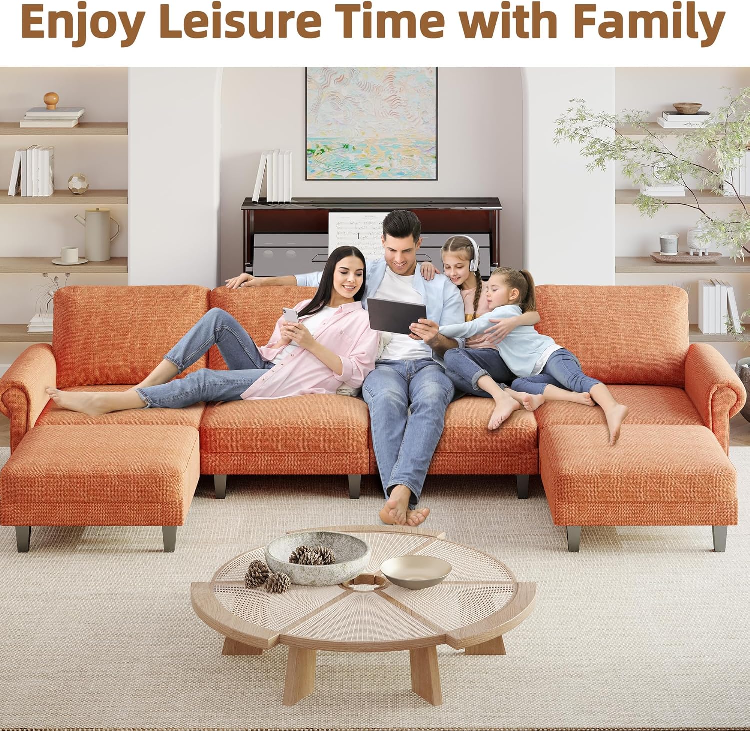 HOMREST Modular Sectional Sofa with Chaise, 60 Inch Loveseat Sectional Couches for Living Room, Convertible Sofa for Home Apartment Lounge, Modern Cloud Couch