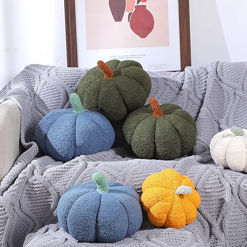 Miniatura 3 de 2 almohadas de calabaza para otoño, Acción de Gracias, 11 x 9.5 pulgadas, almohada de calabaza 3D, cojín de calabaza para sofá, decoración del hogar