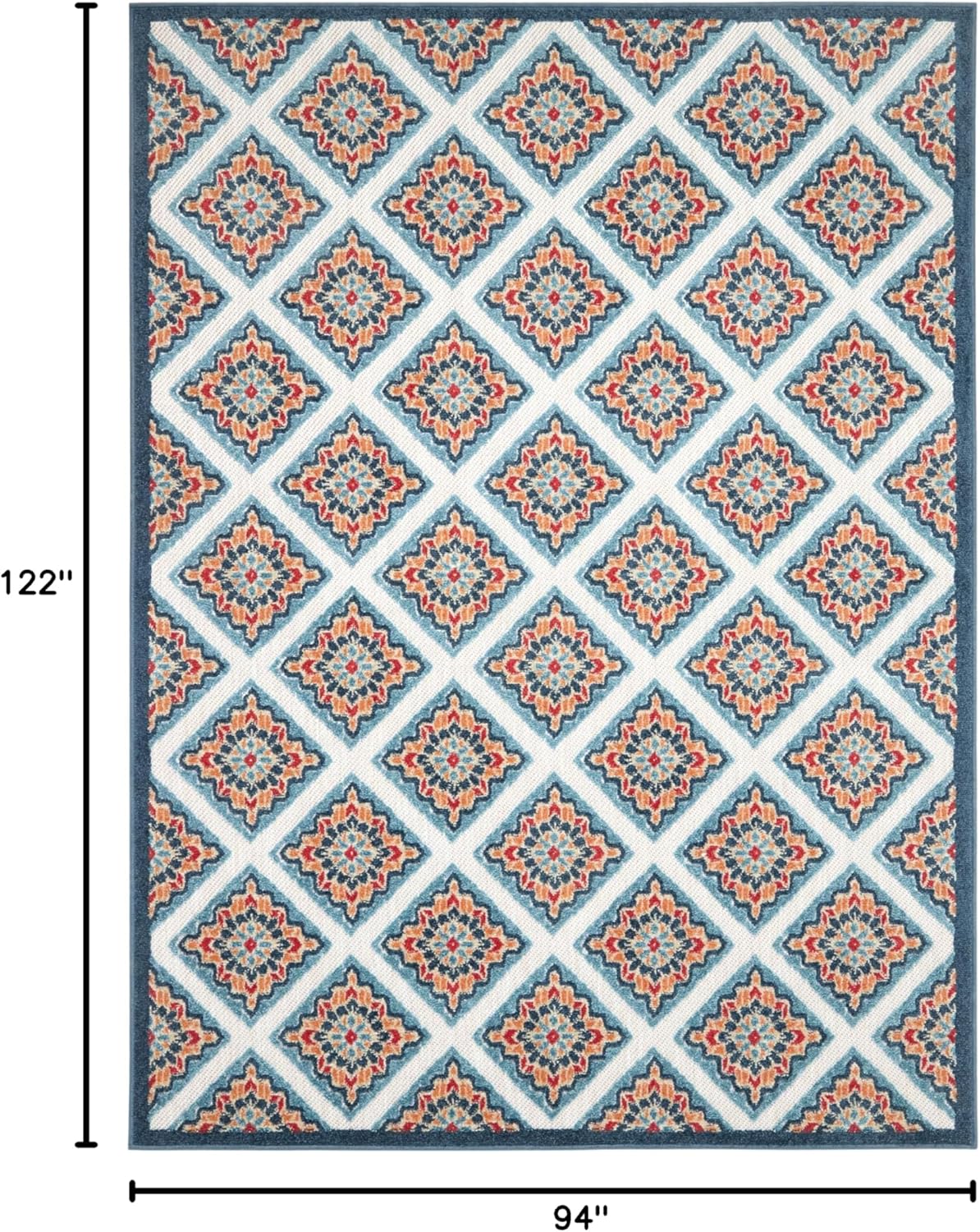 TOWN & COUNTRY EVERYDAY Brooks Retro Geo Indoor Outdoor Area Rug, UV Fade Resistant, High-Low Pile, Red/Mutli, 7'10"x10'2"