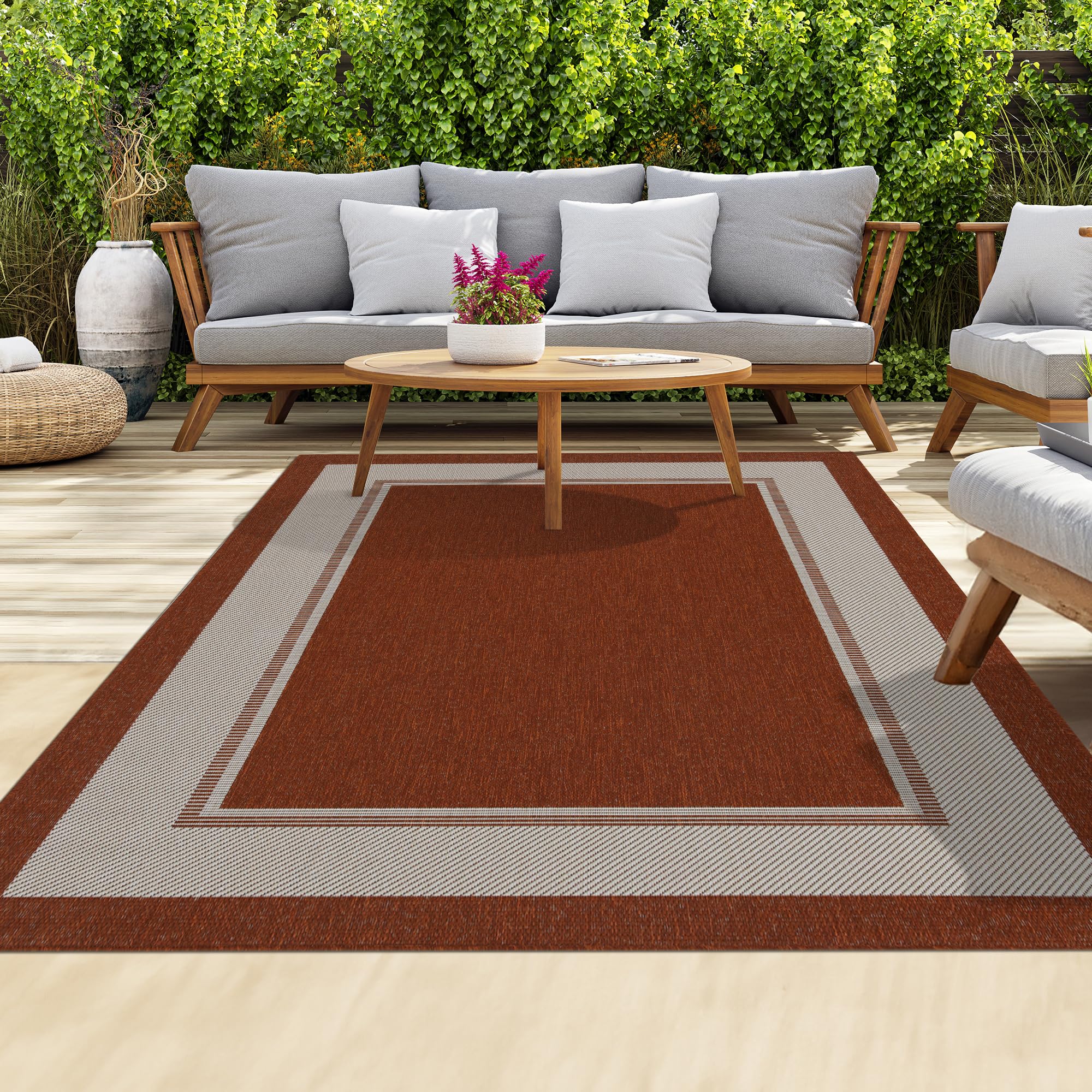 homeart Outdoor Rugs | Easy-Cleaning Indoor & Outdoor Area Rugs for Porch, Deck, Balcony, Garden, Picnic, Kitchen, Hallway | UV & Weather-Resistant Large Patio Rug Mats | Terra Cream, 200 x 290 cm — image 1