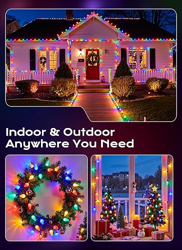 Miniatura 6 de Luces de Navidad C9 para exteriores, 72 pies, 110 luces LED C9 en cadena, 8 modos y temporizador conectables, impermeables, para luz de árbol de