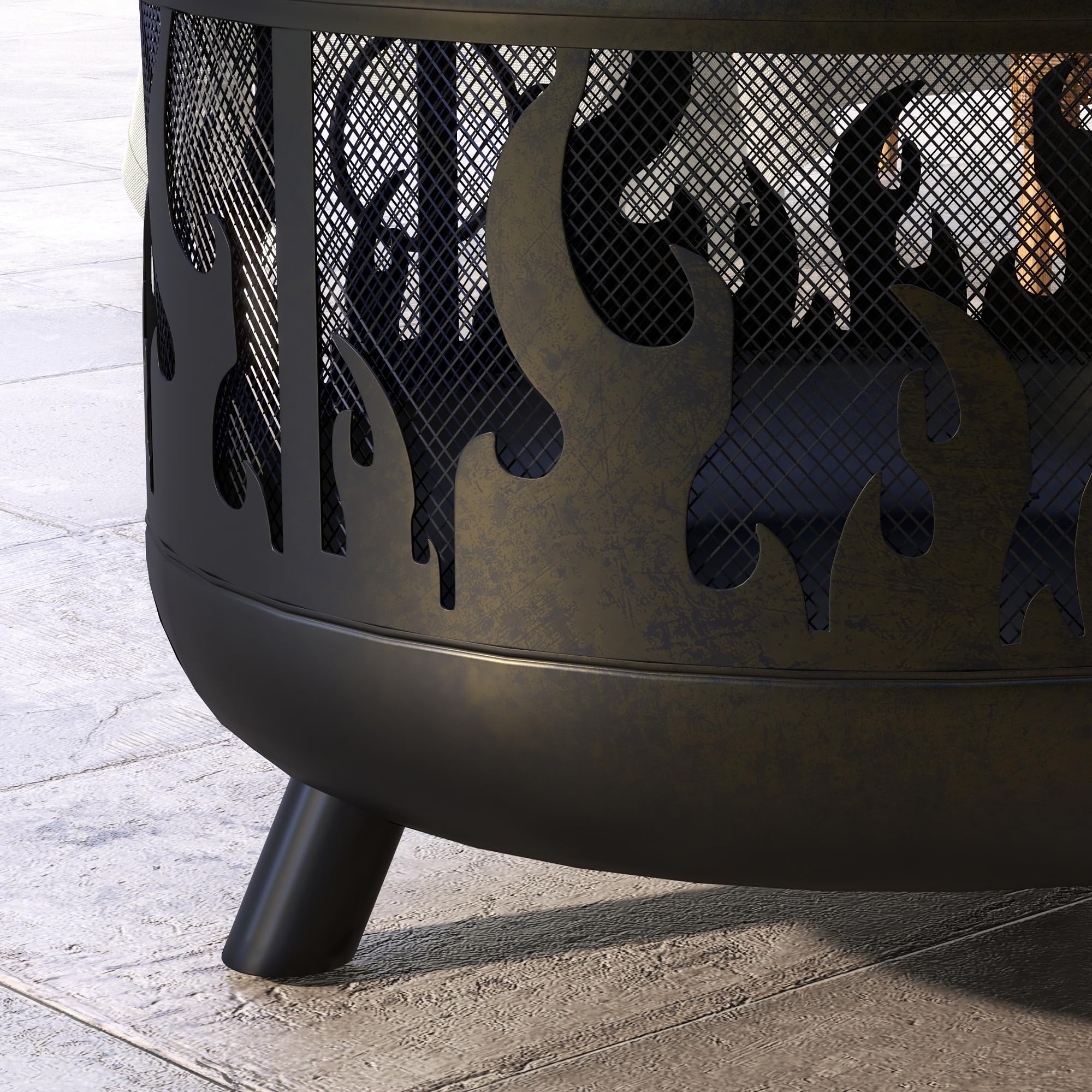 Outsunny Palenisko 2 w 1, koksownik z ochroną przed iskrami, ruszt do grillowania do ogrodu, BBQ, metalowy, czarny, Ø 61 x 55 cm
