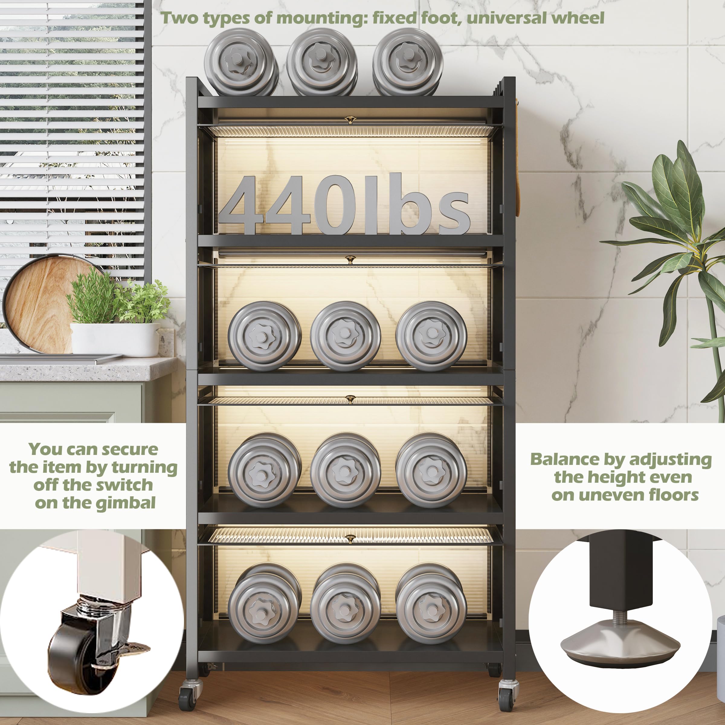 Snapklik.com : COVAODQ 5 Tier Pantry Storage Cabinet Baker Racks For ...