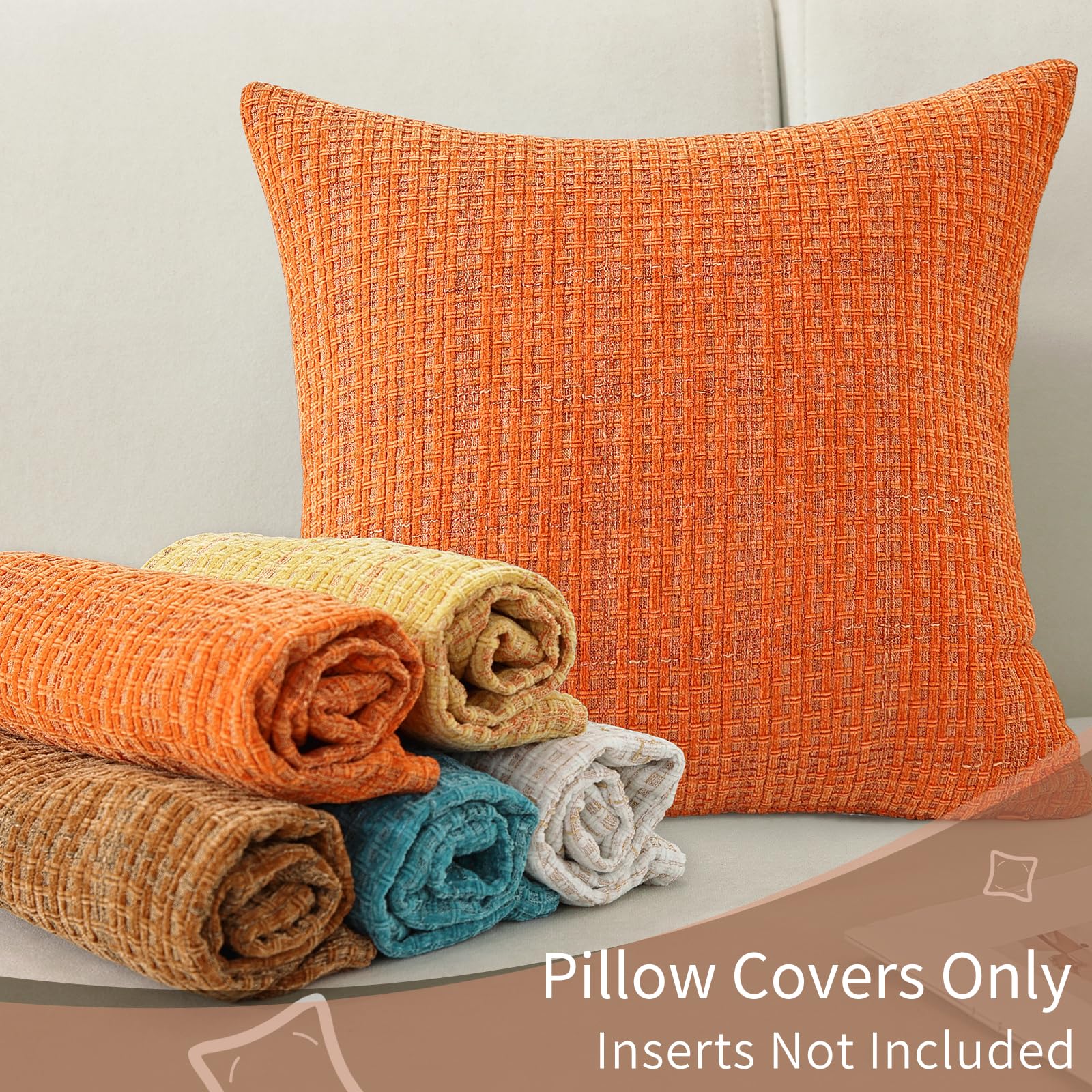 YSTELLAA Juego De 2 Funda Cojin 50x50, Suave Y Duradera Fundas Cojines con Cremallera, Fundas De Cojines para Decoración del Hogar Sofá Dormitorio, Naranja — view 6