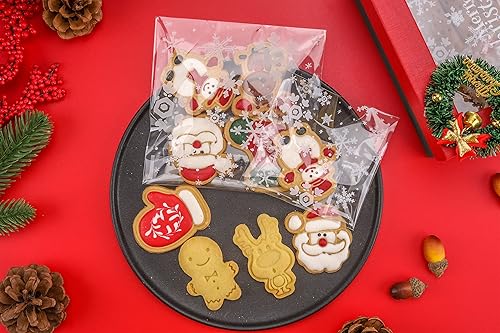 Miniatura 8 de Paquete de 100 bolsas de galletas autoadhesivas de celofán, bolsas de dulces de agradecimiento para regalar con calcomanías (lunares blancos, 4 x 4