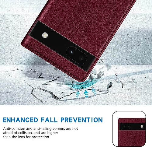 Miniatura 7 de ZZXX Funda tipo cartera para Google Pixel 6a con bloqueo RFID, soporte de ranura para tarjetas, funda protectora de cuero magnético fuerte para