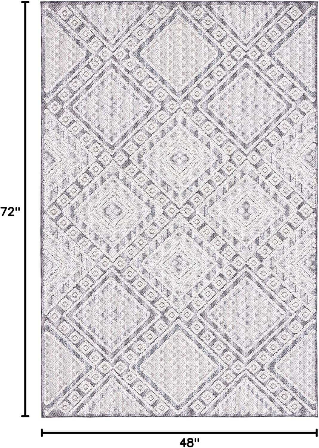 SAFAVIEH Global Collection Area Rug - 4' x 6', Grey & Ivory, Non-Shedding & Easy Cleaning, Ideal for Living Room, Bedroom, Office, Dining Space (GLB813F)