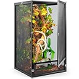45 Gallon 360° Panoramic Foldable Reptile Terrarium Kit: Crested Gecko Tank and Reptile Cage for Superior Ventilation, Easy Feeding, Sturdiness, and Simple Assembly (Black, 32