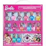 Townley Girl Barbie Movie 18 Piece Set Kids Water-Based Nail Polish Set, Includes Nail Polish, Nail Gems, Nail File for Age 3+, Parties Birthday
