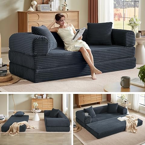 Boneless Couch Futon Sofa Bed Sectional Couches for Living Room Cloud Couch with Sleeper Sofa Sofas for Living
