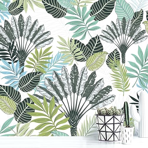 Orainege Papel tapiz tropical para despegar y pegar, papel de contacto floral, 17.7 x 78.7 pulgadas, papel tapiz floral para despegar y pegar, papel