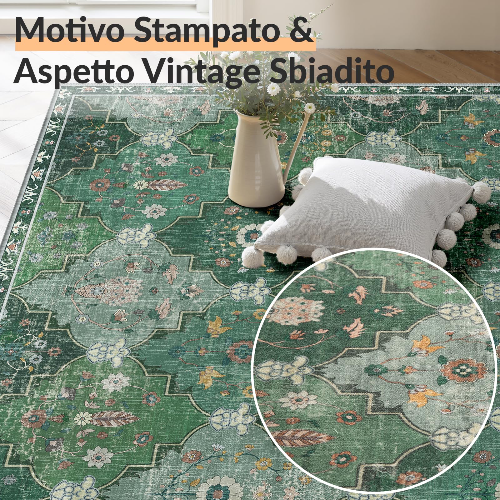 INOVADAY Marocchino Tappeto 90x150 cm Antiscivolo Verde Scuro Verde Scuro