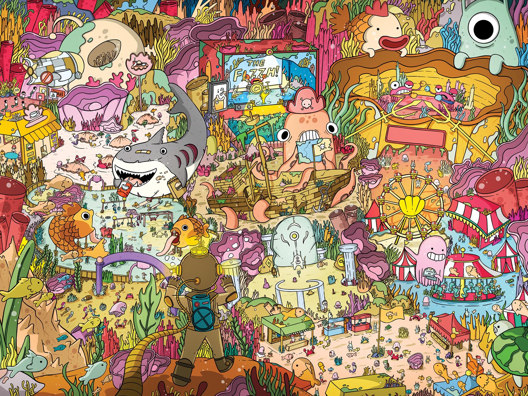 Lucky Puzzles 'Giggles Under The Sea' | 500 Piece Jigsaw Puzzle for Adults & Kids 12+ | Colorful Underwater Scene with Whimsical Sea Creatures | Family Fun | Unique Brain Teaser