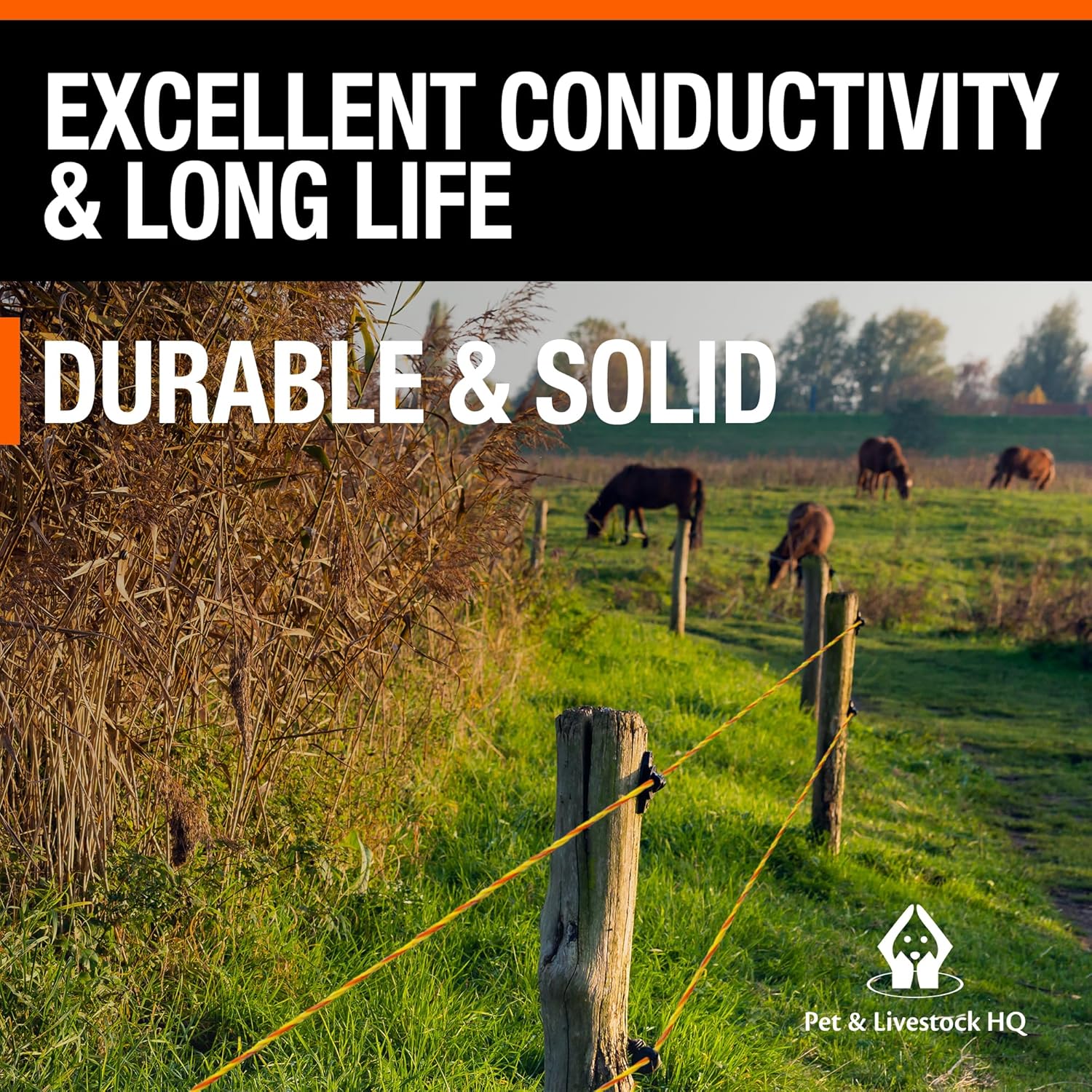 Electric Fence Polywire 1/8” with 9 Stainless Steel Strands - High Visible Wire Fencing for Horse, Cattle, Livestock - Portable Fencing with UV and Rust Resistance - 1640ft