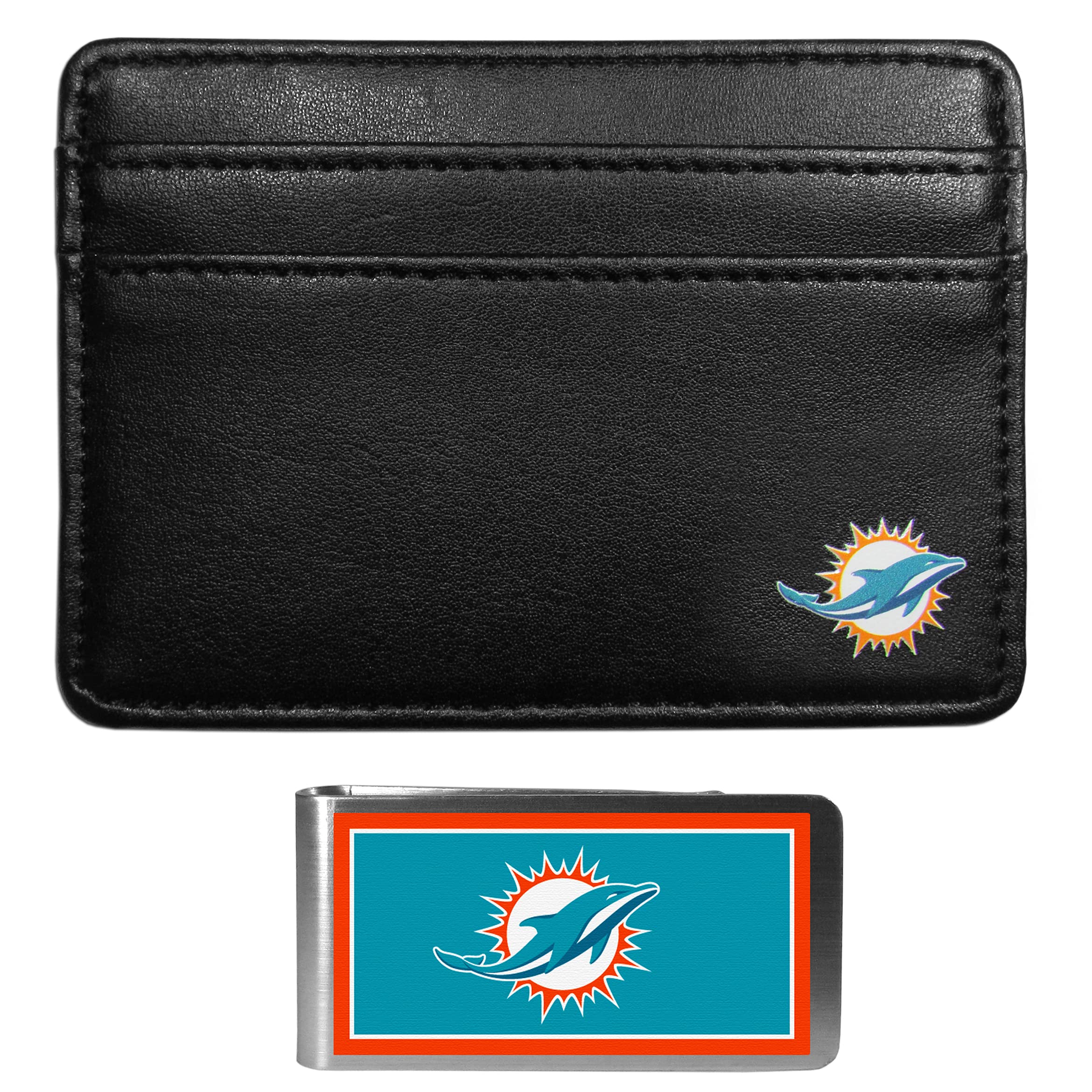 Siskiyou Sports NFL Miami Dolphins Weekend Wallet & Color Money Clip, Black, One Size