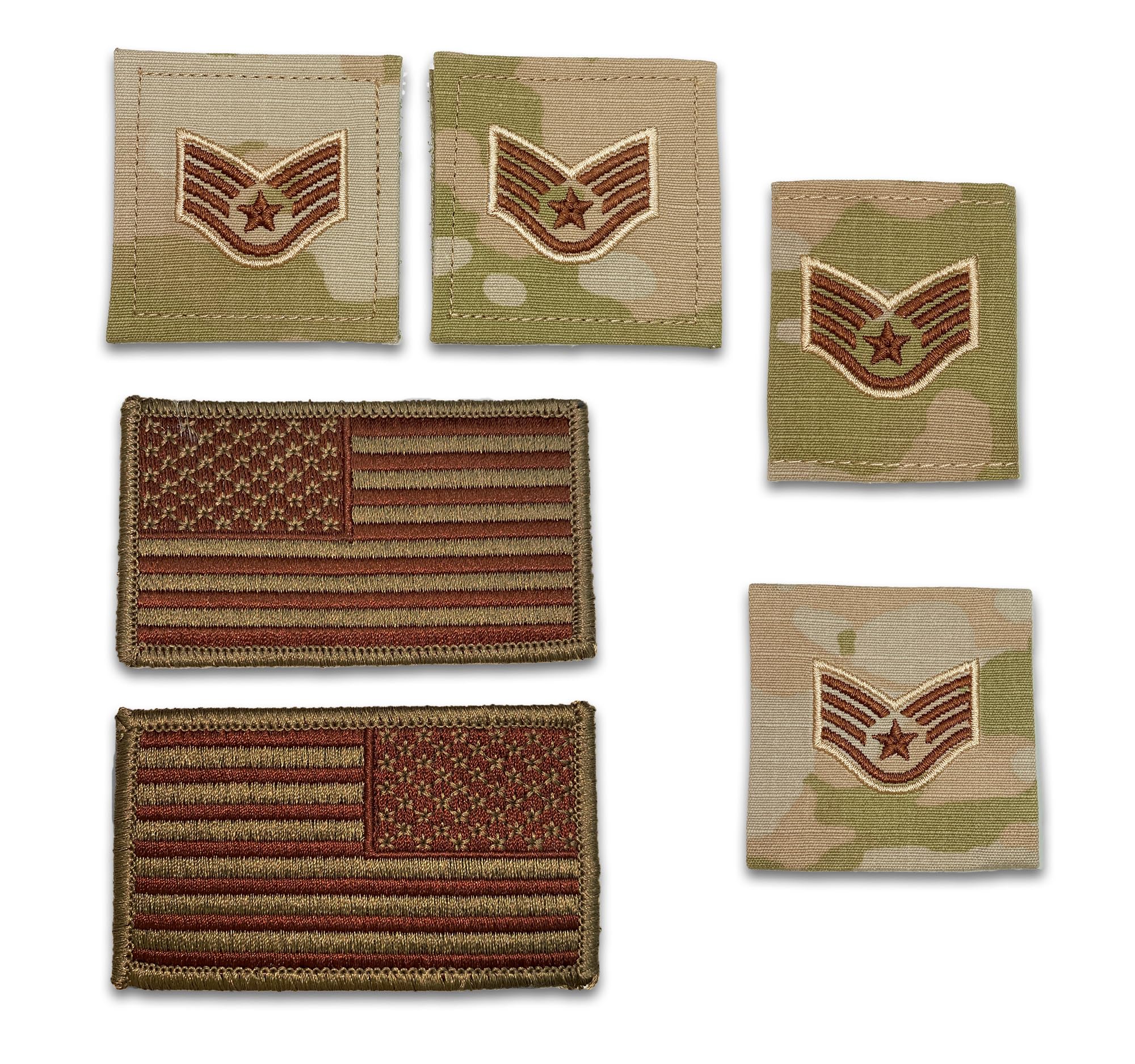 U.S. Air Force Staff Sergeant Rank and OCP Spice Brown Flag Bundle