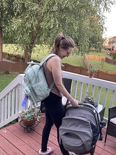 Miniatura 7 de RUVALINO Mochila para pañales, paquete de viaje multifunción para maternidad y bebé, gran capacidad, impermeable, verde menta