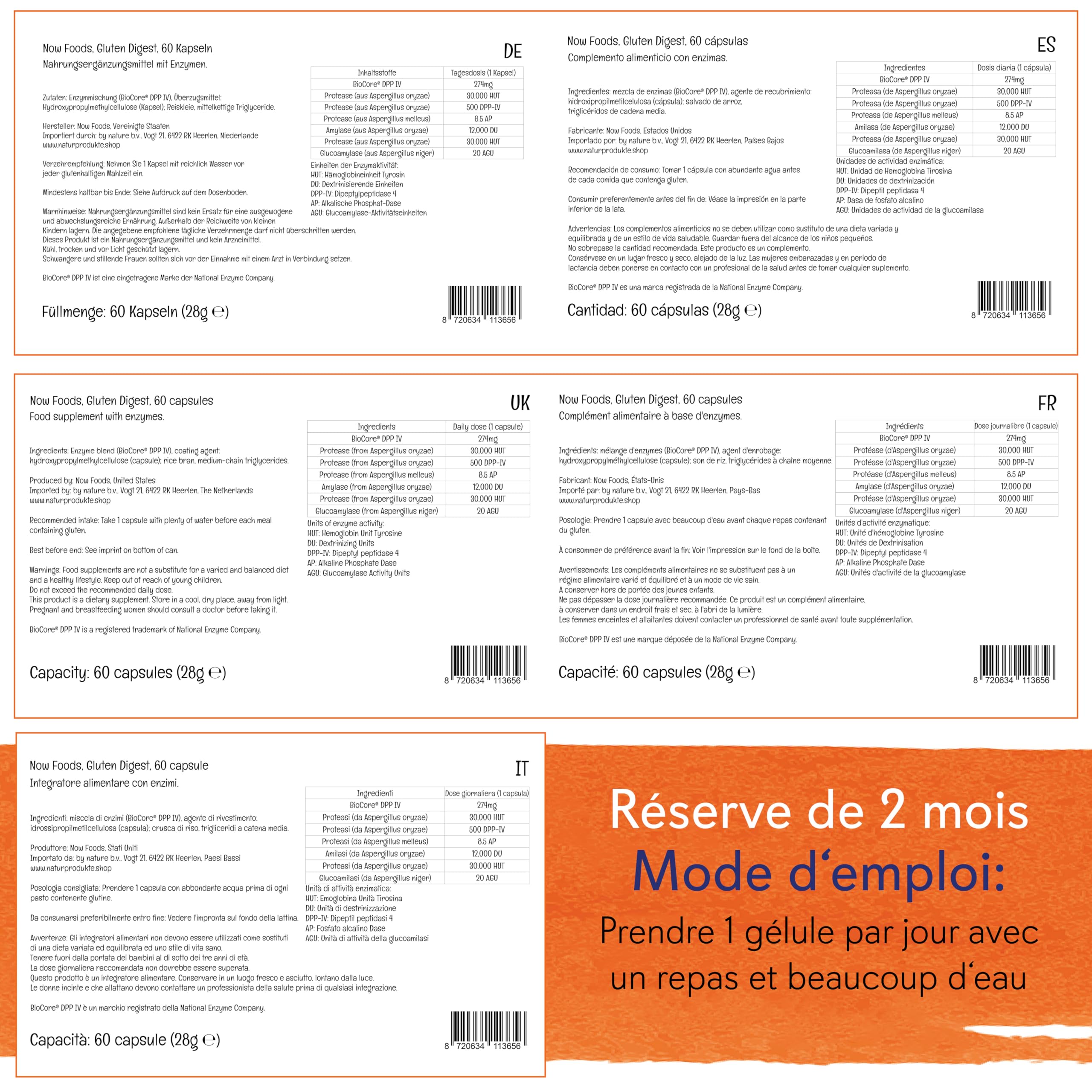 Now Foods, Gluten Digest (Enzyme de Gluten), 60 Capsules végétaliennes, Sans Soja, Sans Gluten, Sans OGM, Végétarien