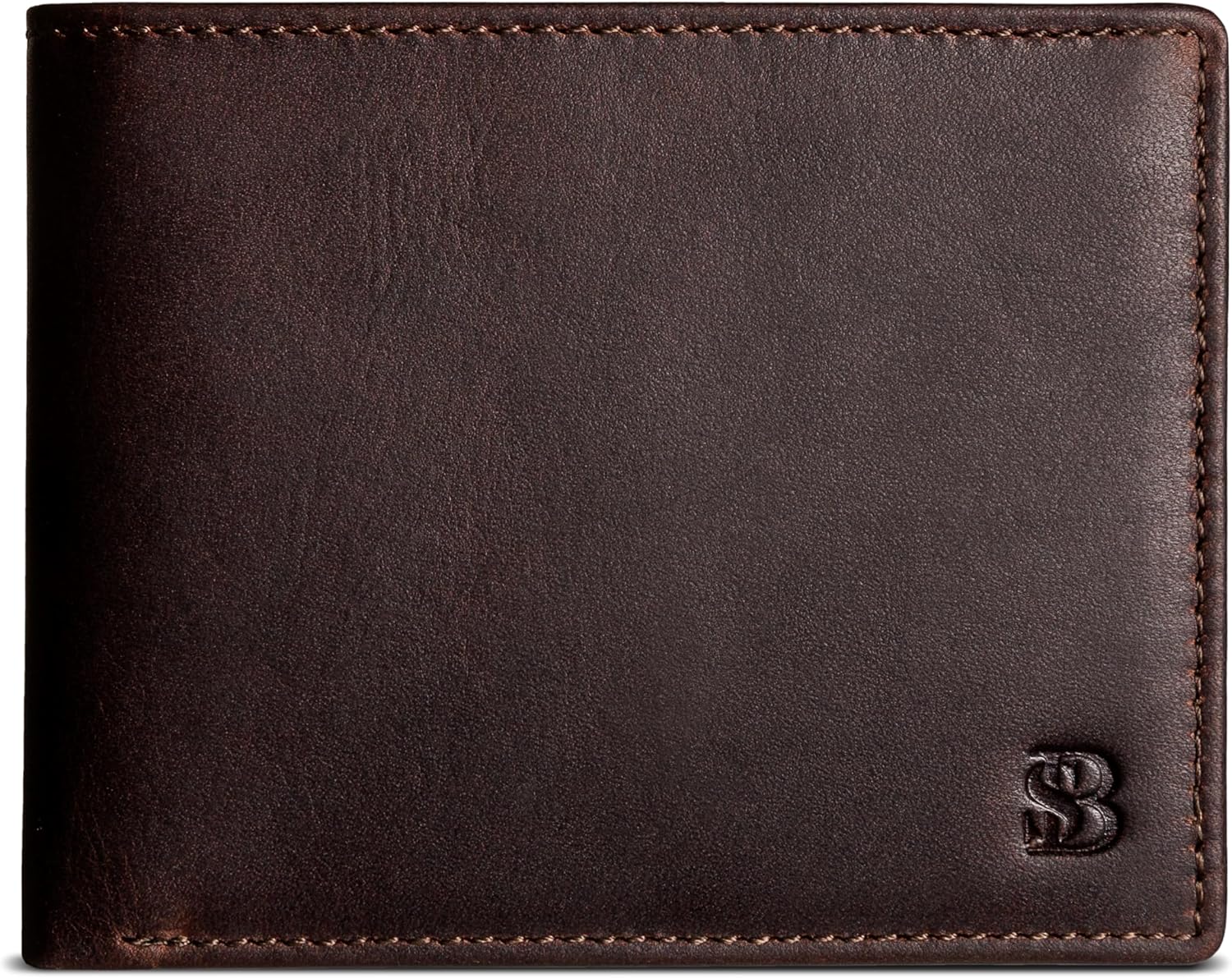 SERMAN BRANDS Full Grain Leather Wallet for Men | RFID Blocking | Extra Capacity Bifold Wallet with ID Windows | Ultra Strong Stitching | Slim Billfold with 13 Card Slots | Gift for Him