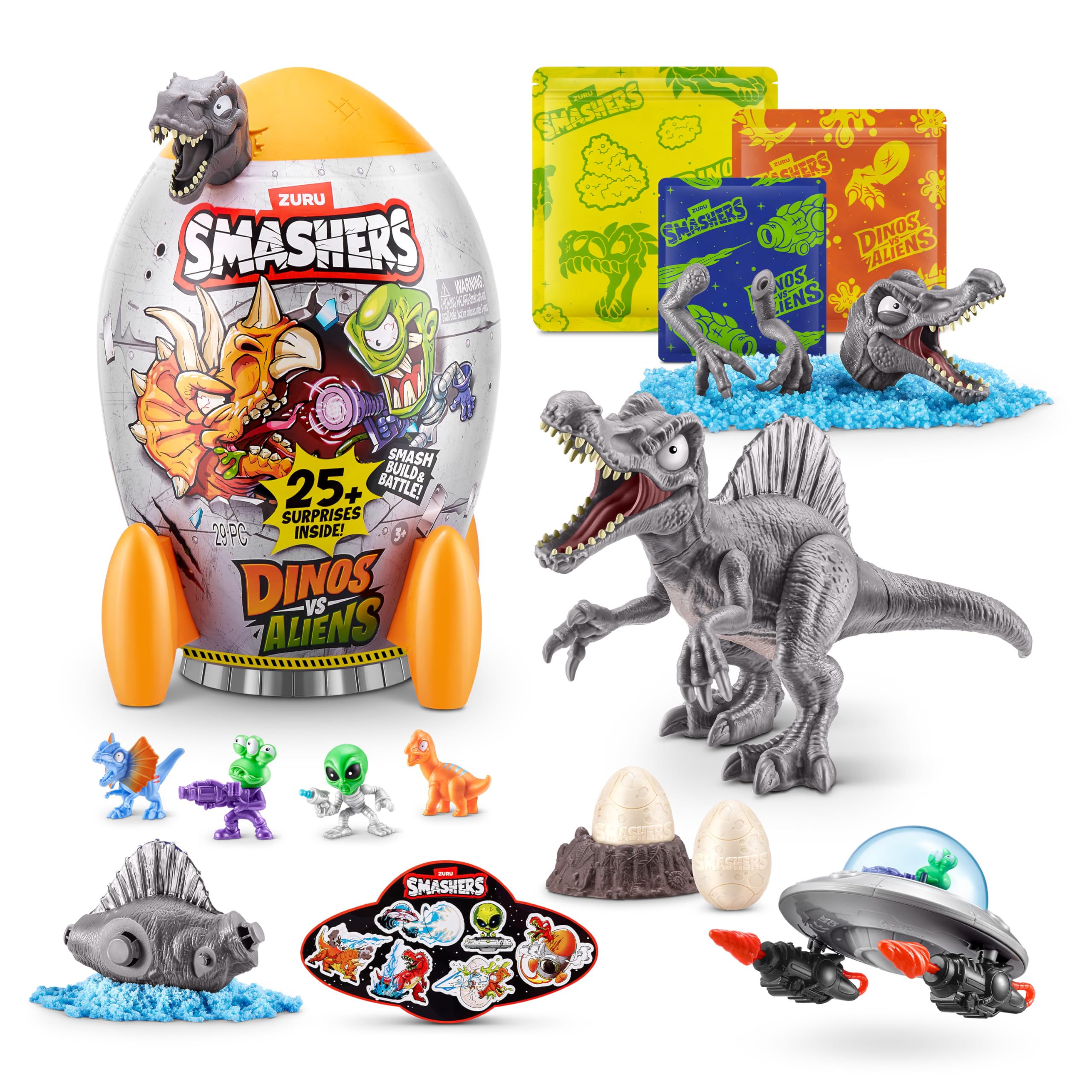 Smashers Dino vs Aliens Medium (SPINOSAURUS) by ZURU, Smashable Egg Toy for Boys